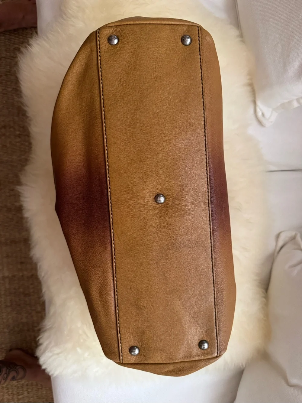 Fendi peekaboo large Brown Leather Top-Handle Women's Bag with Zebra Interior